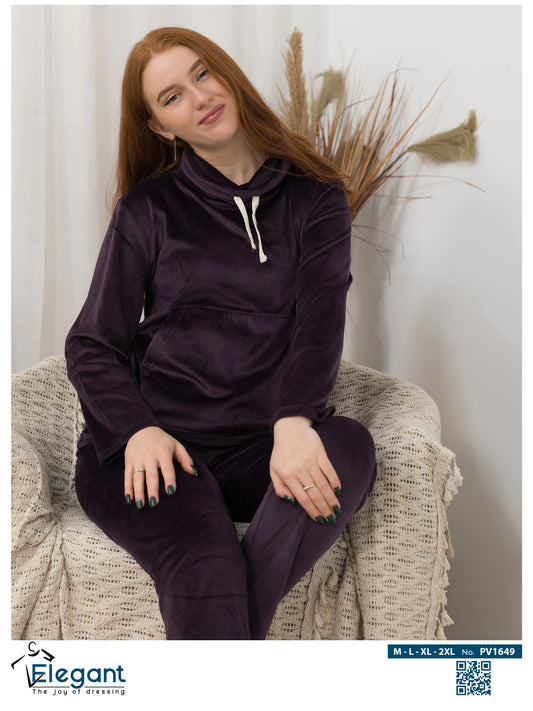 Velvet High neck PJ - Purple