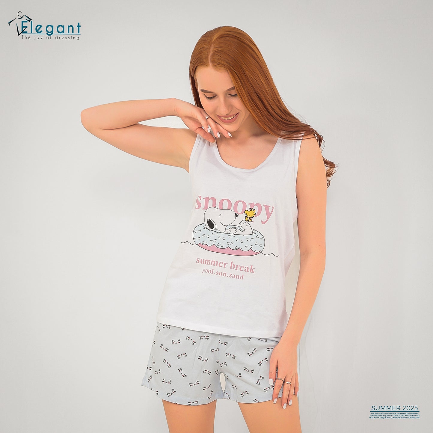 PJ short Cotton White - Snoopy Summer Break