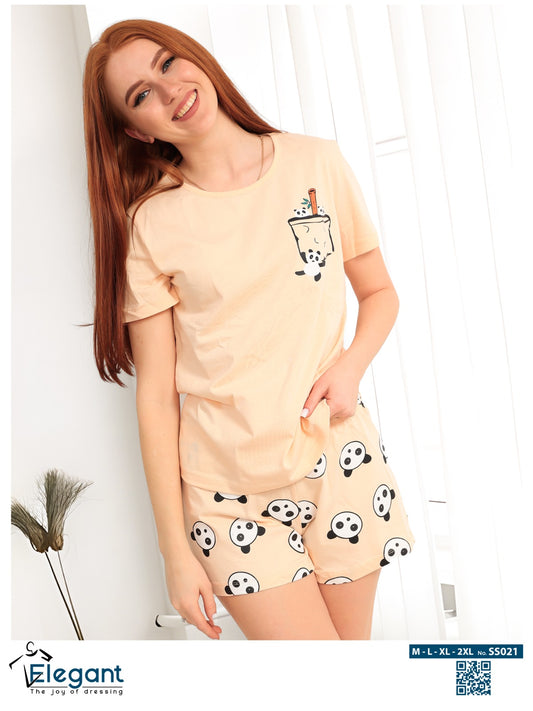 PJ short Cotton Apricot - Baby Panda