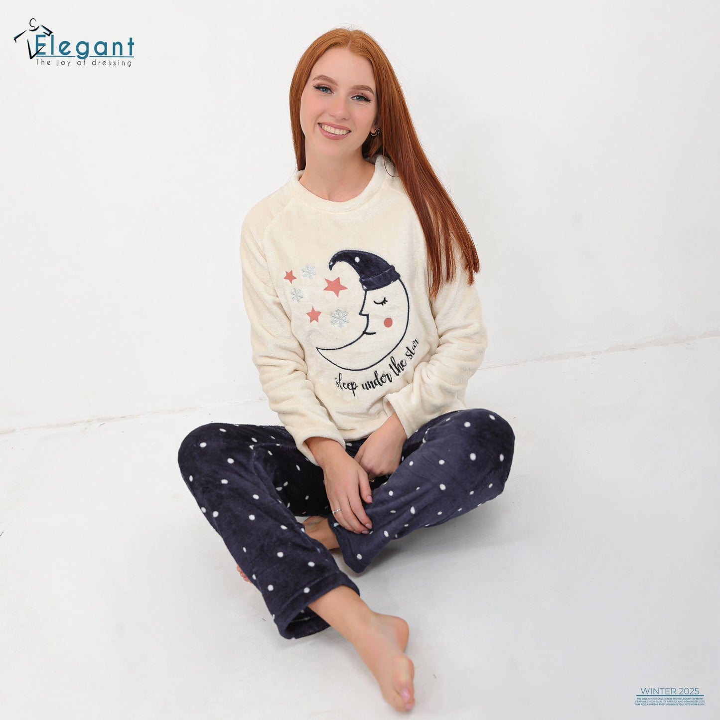 Polar PJ Ecru / Printed Navy Pant - Baby Moon