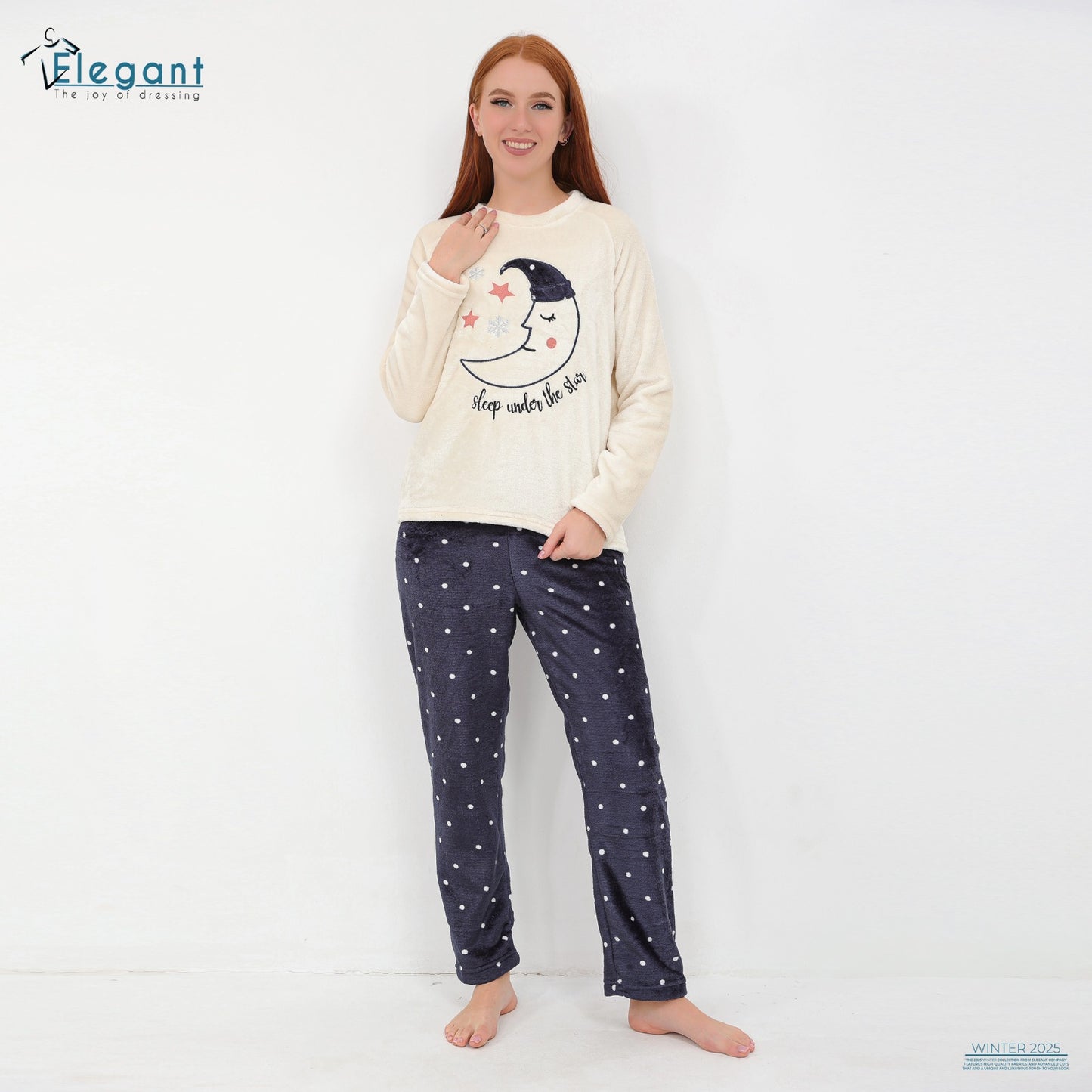 Polar PJ Ecru / Printed Navy Pant - Baby Moon