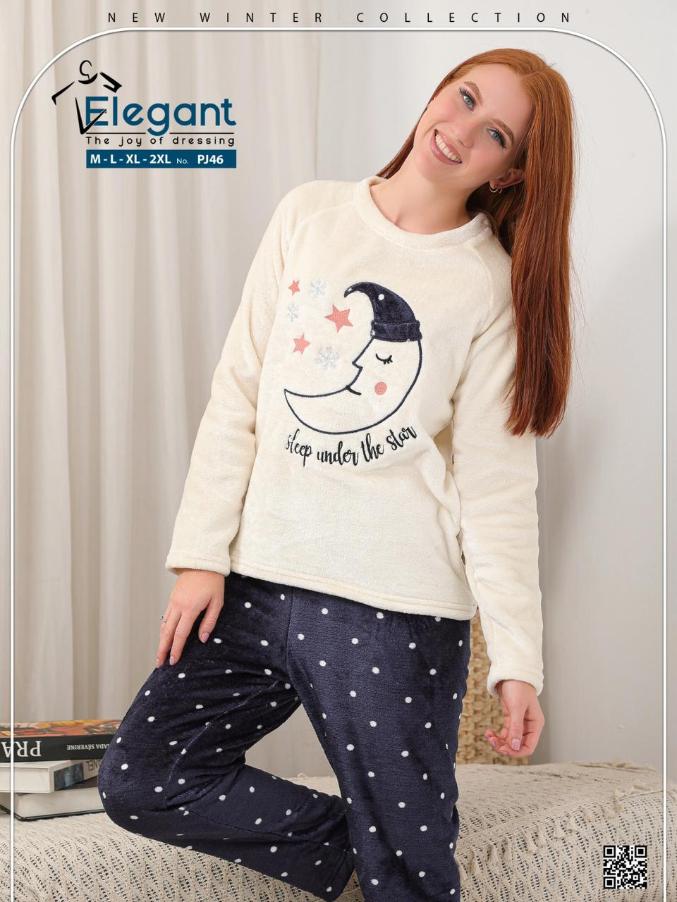 Polar PJ Ecru / Printed Navy Pant - Baby Moon