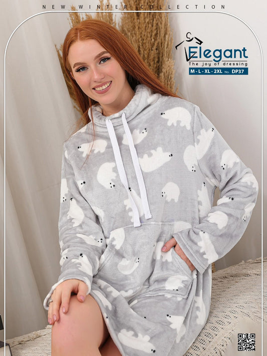 Nightshirt with Footwear - Bear Grey