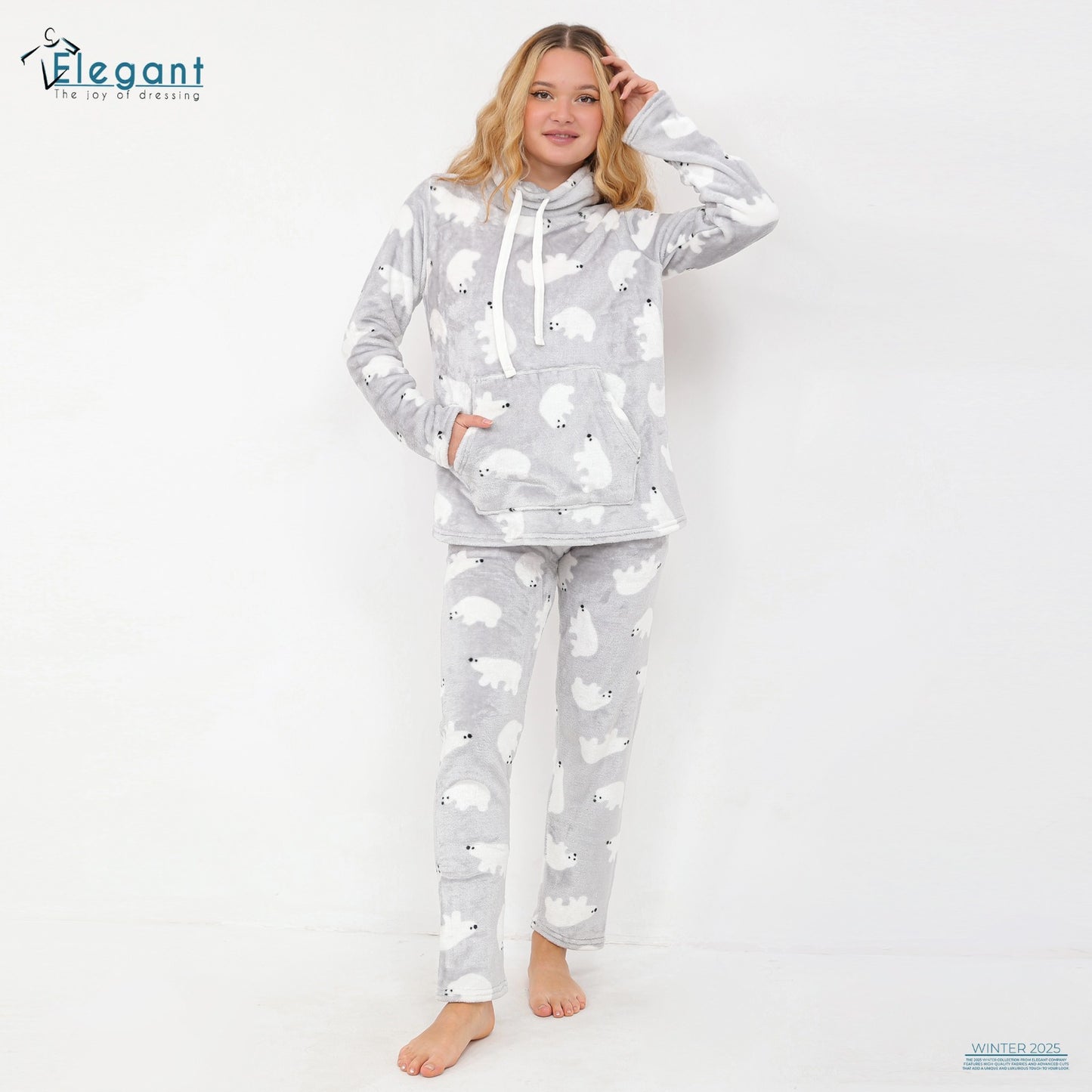 Polar PJ Turtleneck Printed Bear Light Grey