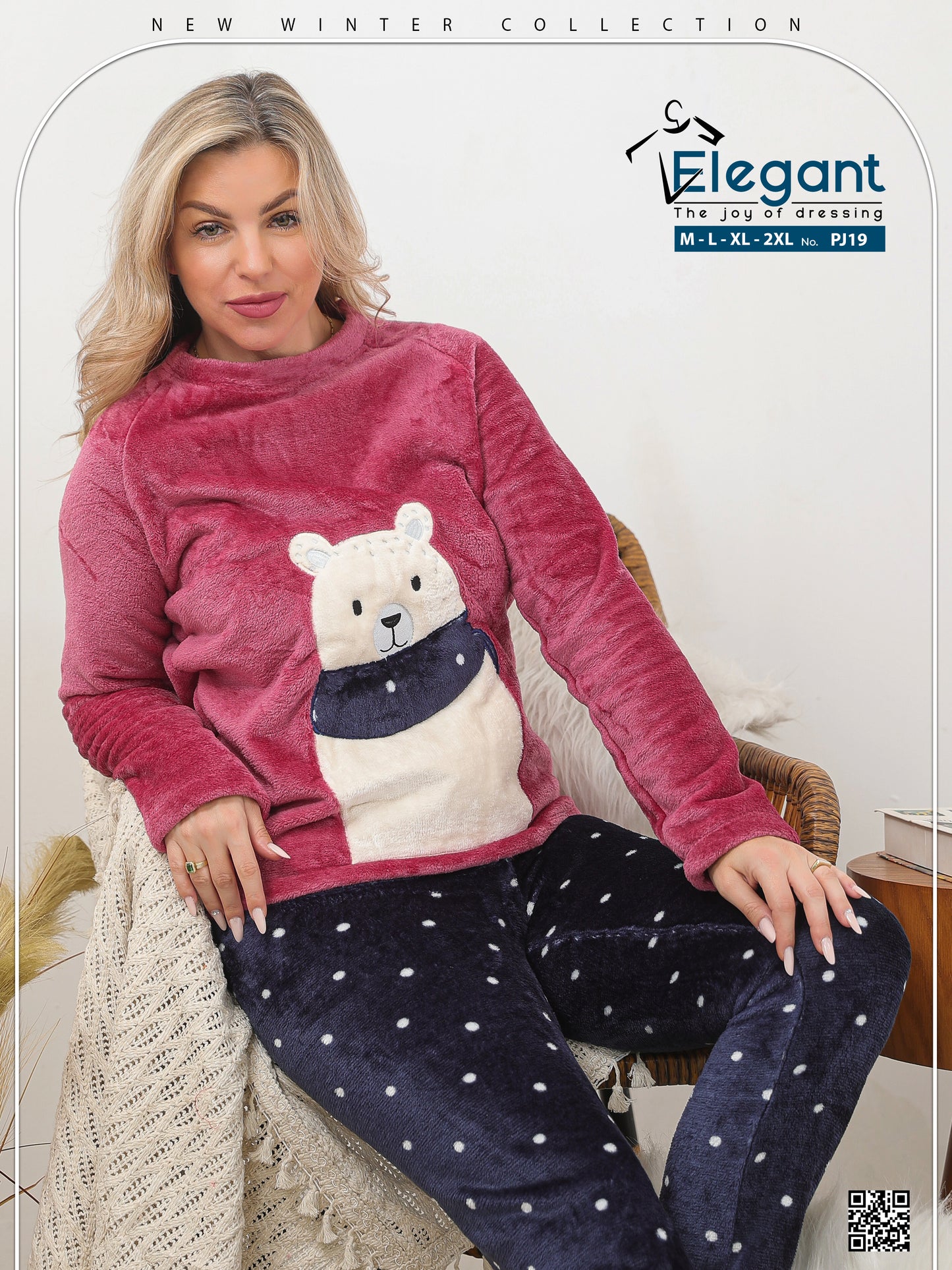 Polar PJ Blush/Navy printed pant - Bear Scarf