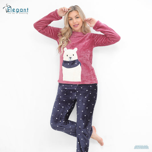 Polar PJ Blush/Navy printed pant - Bear Scarf