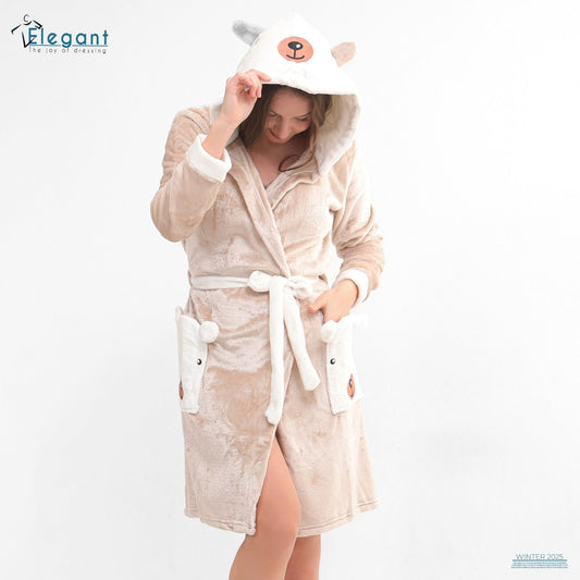 Polar Mini Robe - Bear Pockets - Beige