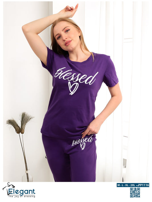 PJ Pants cotton Purple - Blessed