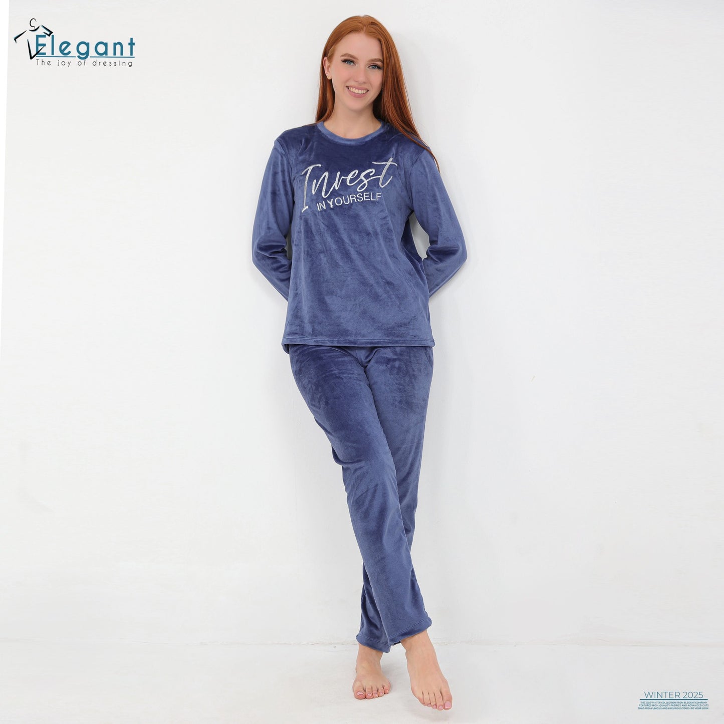 Velvet Embroidery PJ Blue- invest in yourself