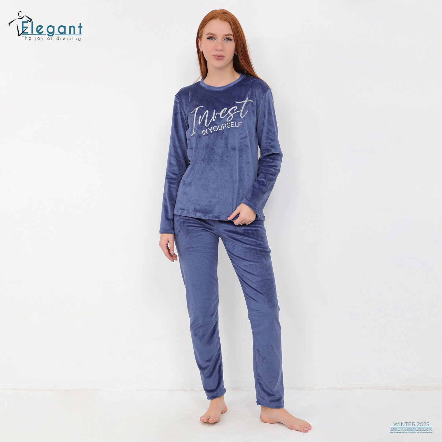 Velvet Embroidery PJ Blue- invest in yourself