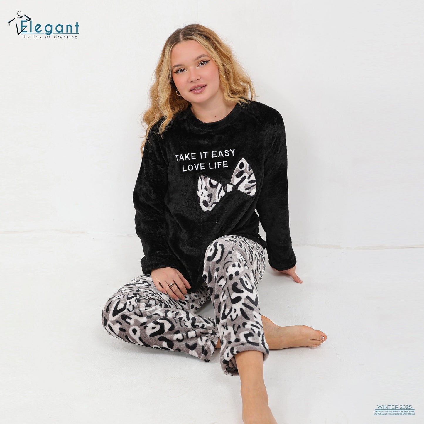 Polar PJ Black / Printed Grey - Bow Love Life