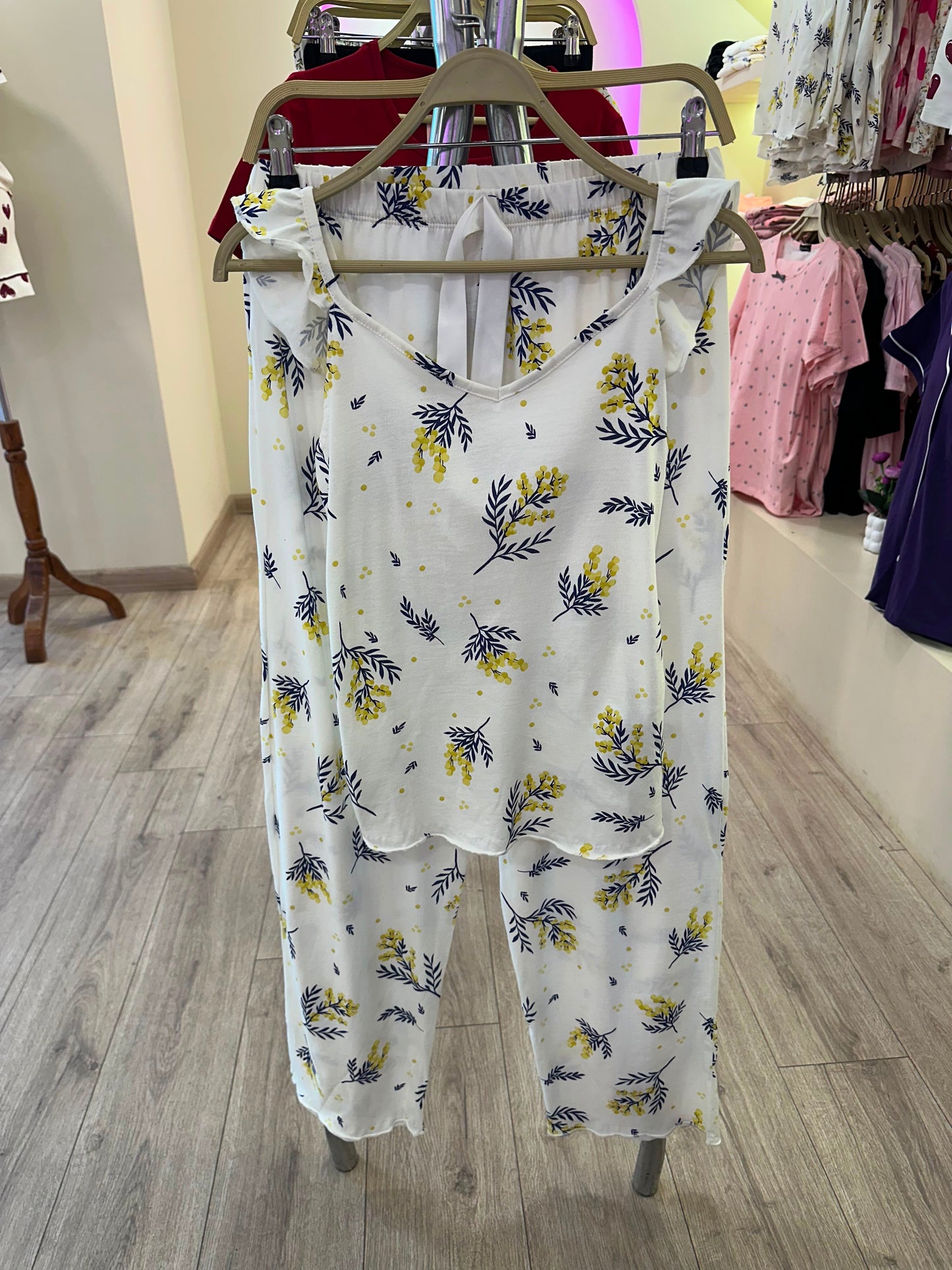 PJs Pants Cotton - Ruffled Straps - Morning Breeze