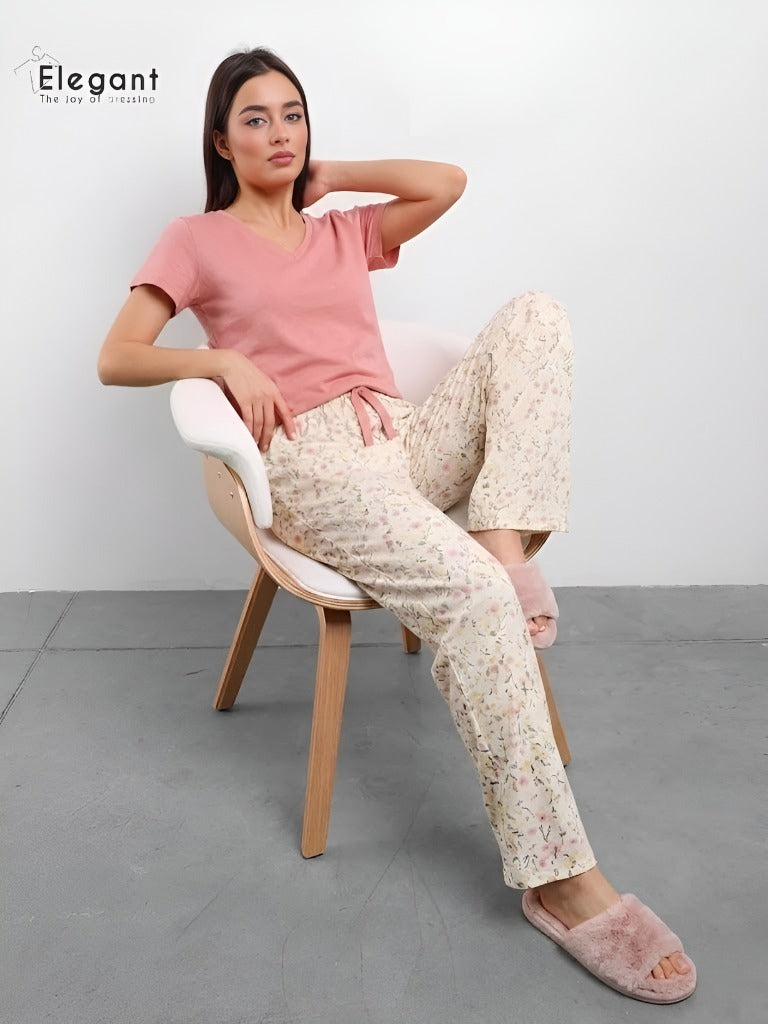 PJs Pants Cotton - Basic Coral Spring Flori