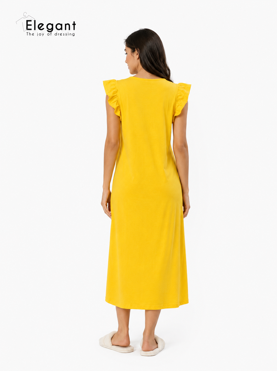 Modern Ruffles Galabeya - Plain Yellow