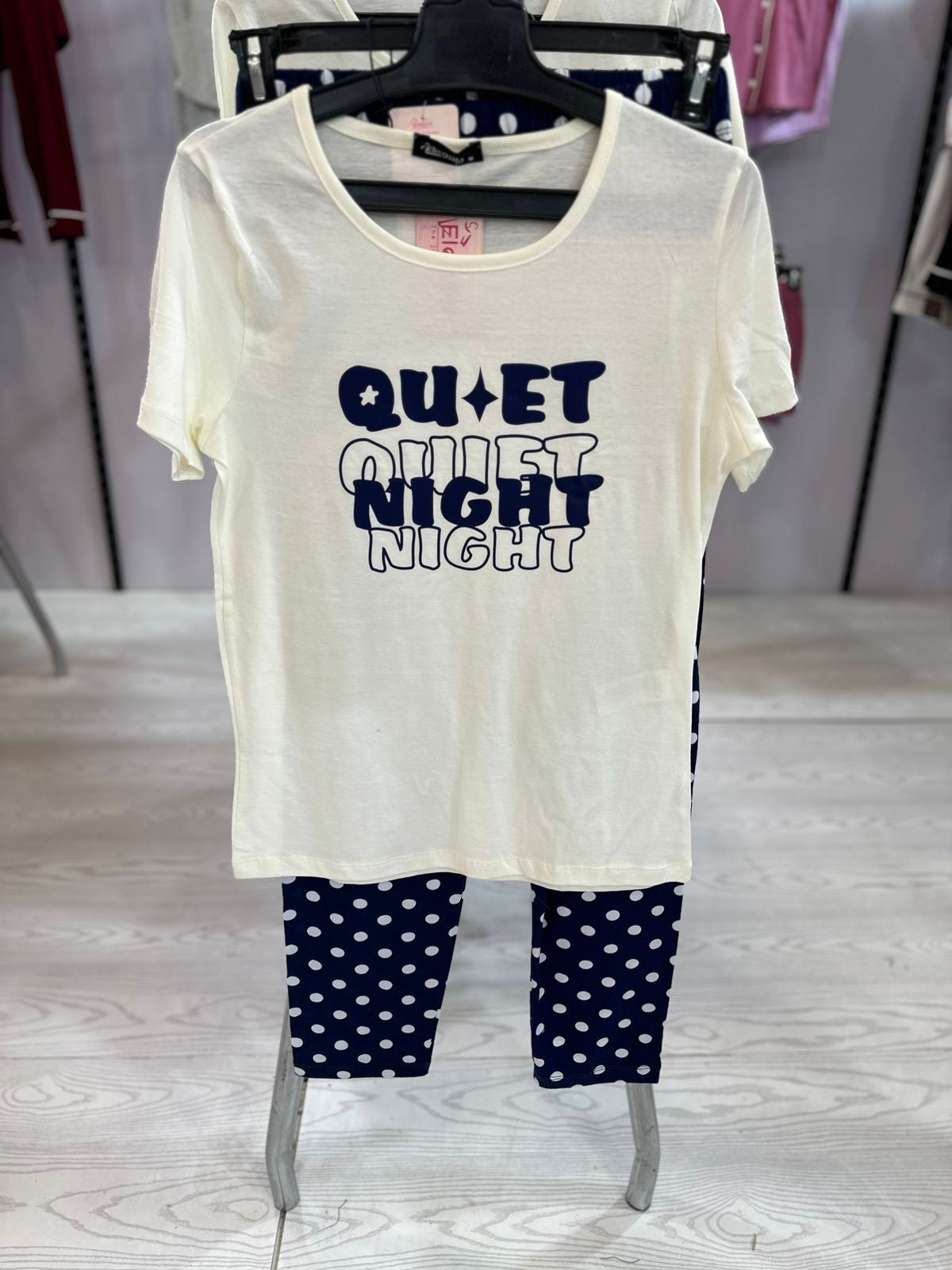 PJs Pants Cotton - White navy - Quit Night