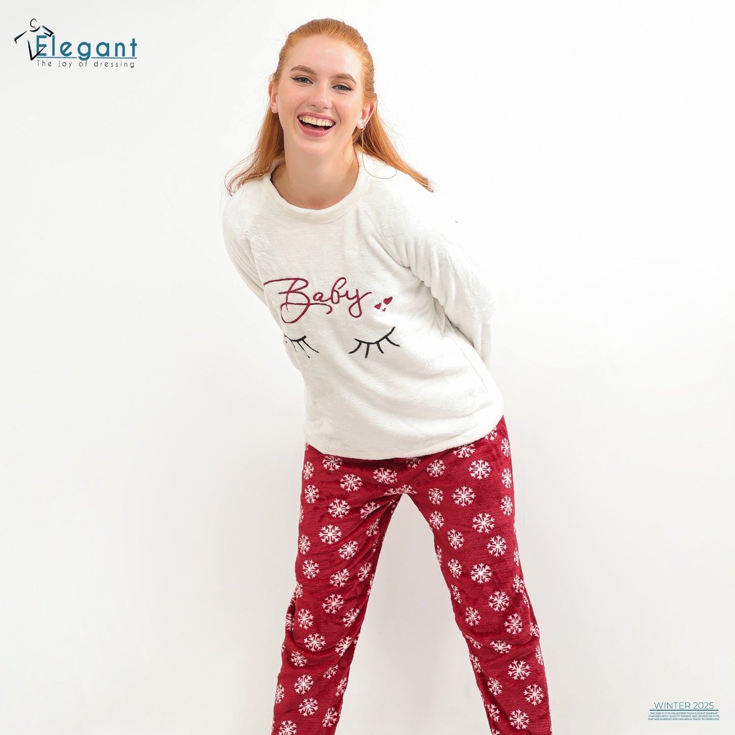 Polar PJ Offwhite/Maroon printed pant - Baby Eyelashes