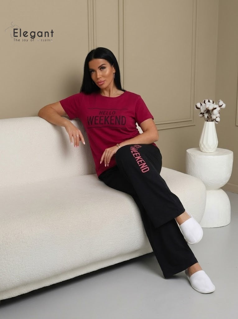 PJs Pants Cotton Red - Hello Weekend