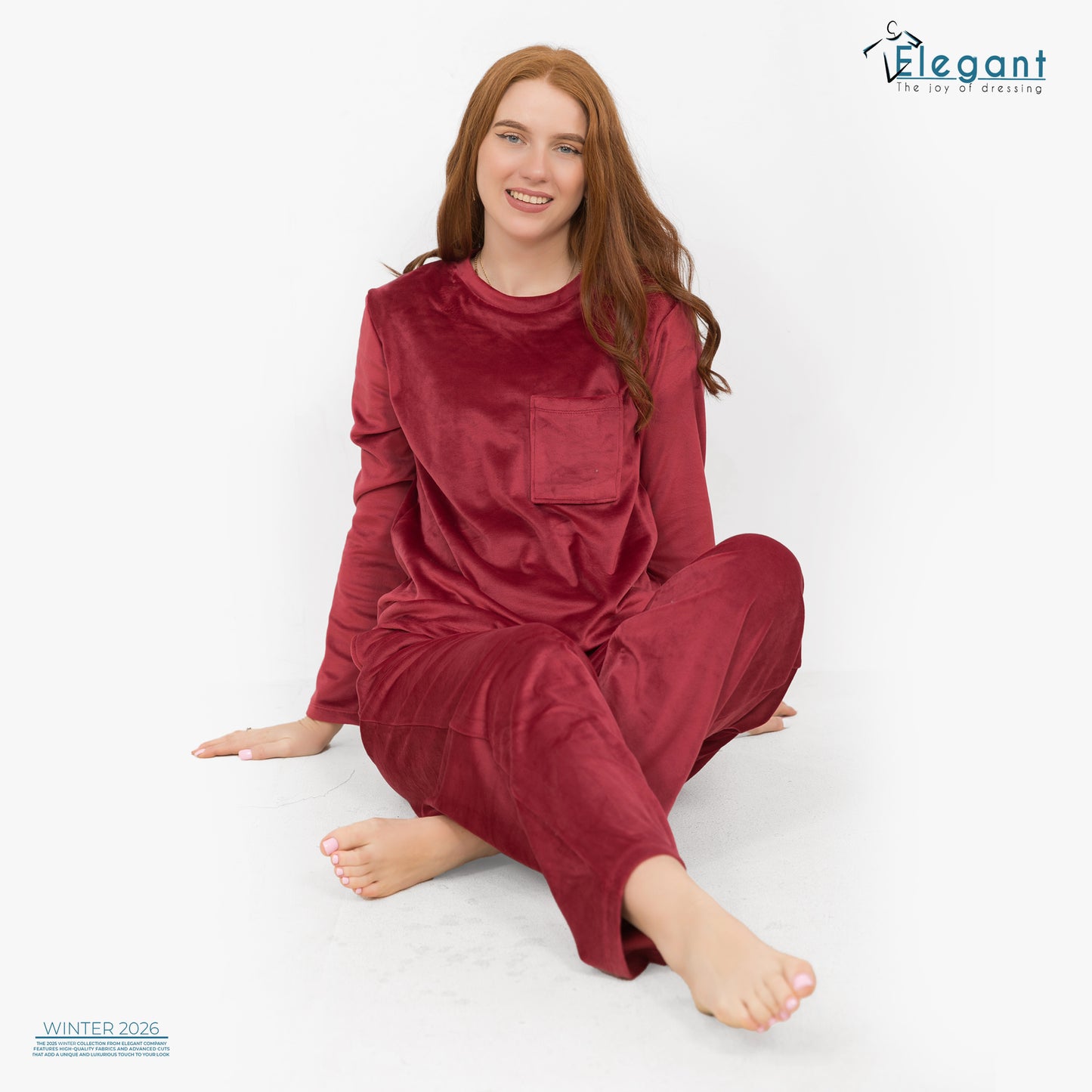 Velvet Pockets Pj Wide Leg - Maroon