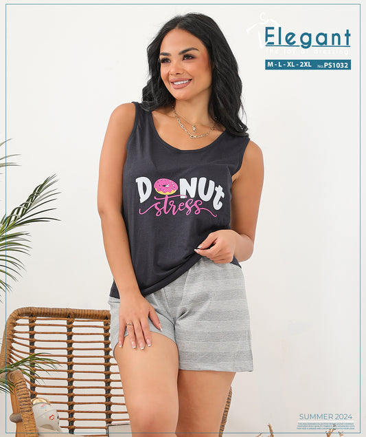 PJ Short Cotton Black/Stripe short - Donut