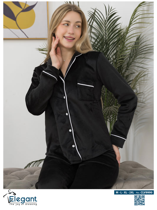 Velvet Classic Pyjama - Black