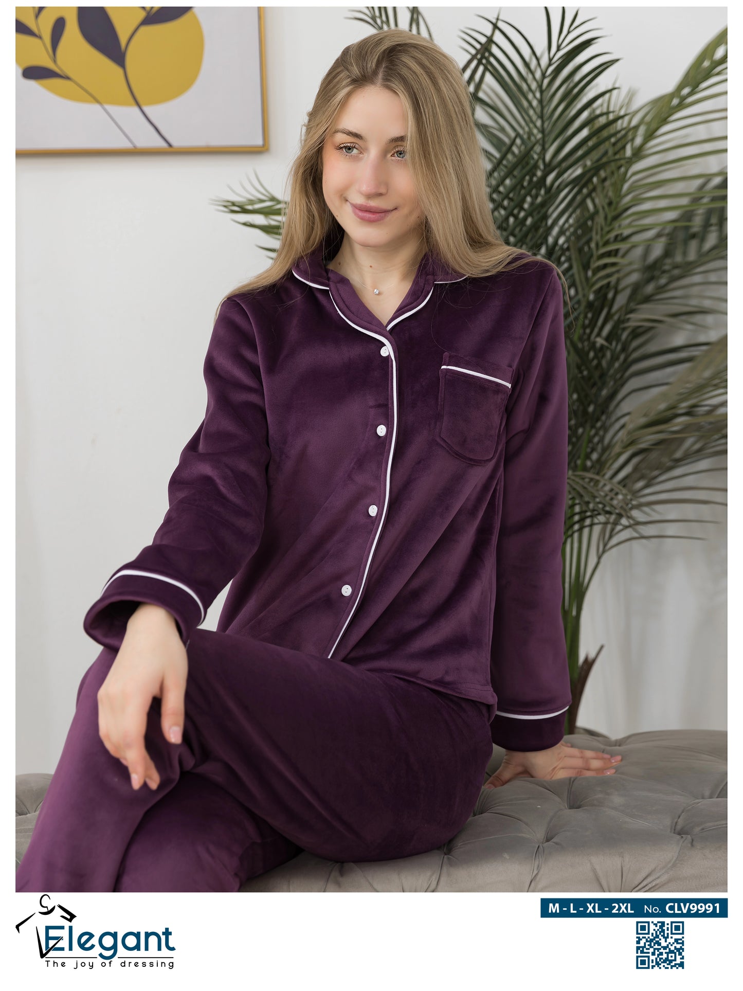 Velvet Classic Pyjama - Purple 2