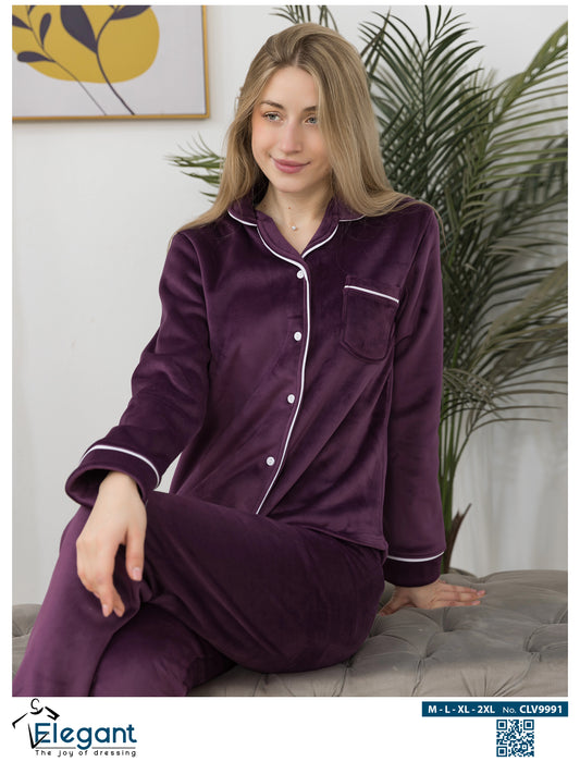 Velvet Classic Pyjama - Purple 2