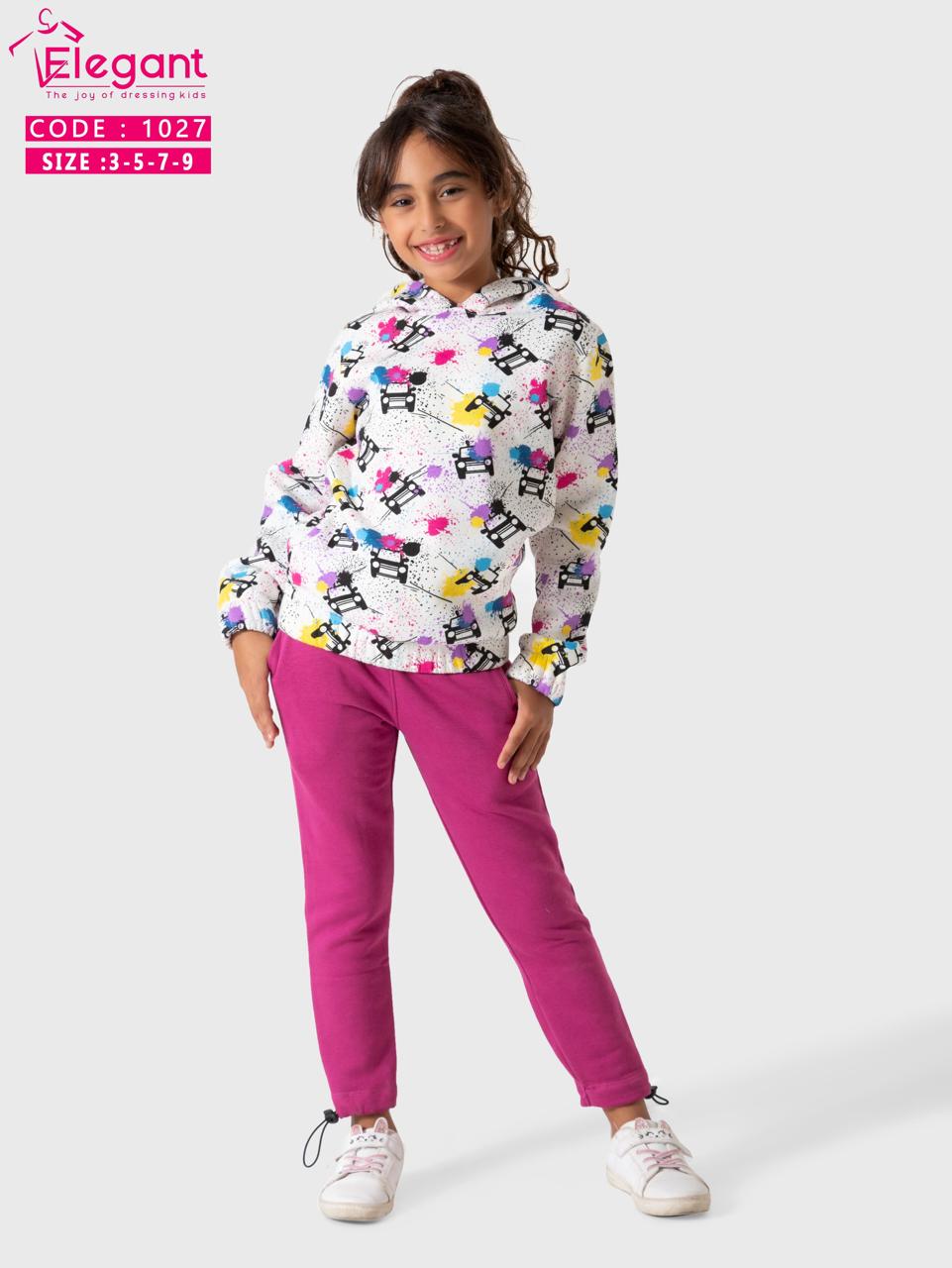 Kids Girls Melton set - Cars Fushia