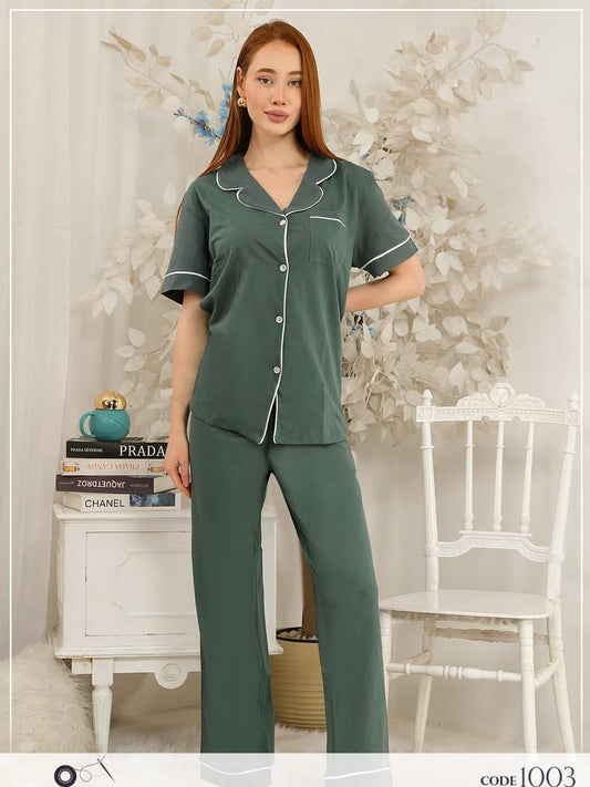 Classic PJ Pants Cotton -Dark Green