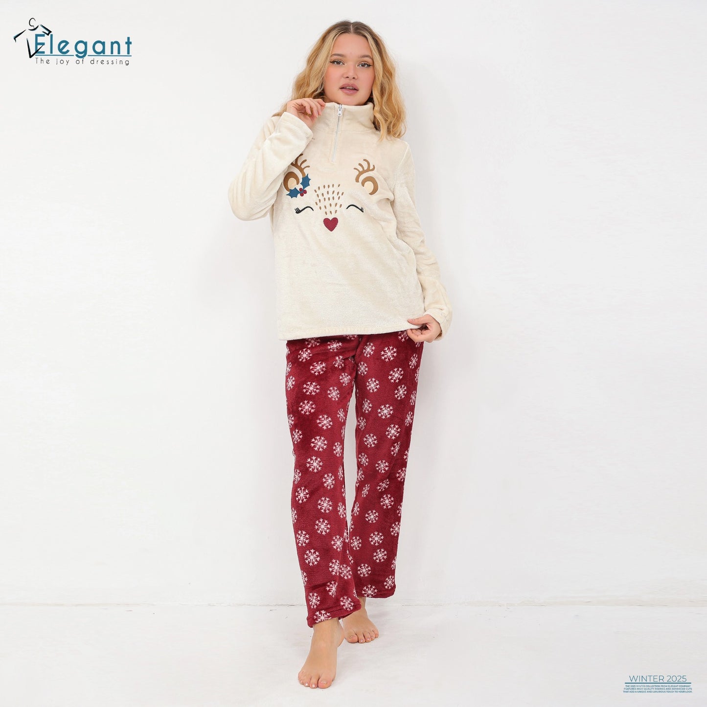 Polar PJ Offwhite / Printed Maroon - Collar Zipper