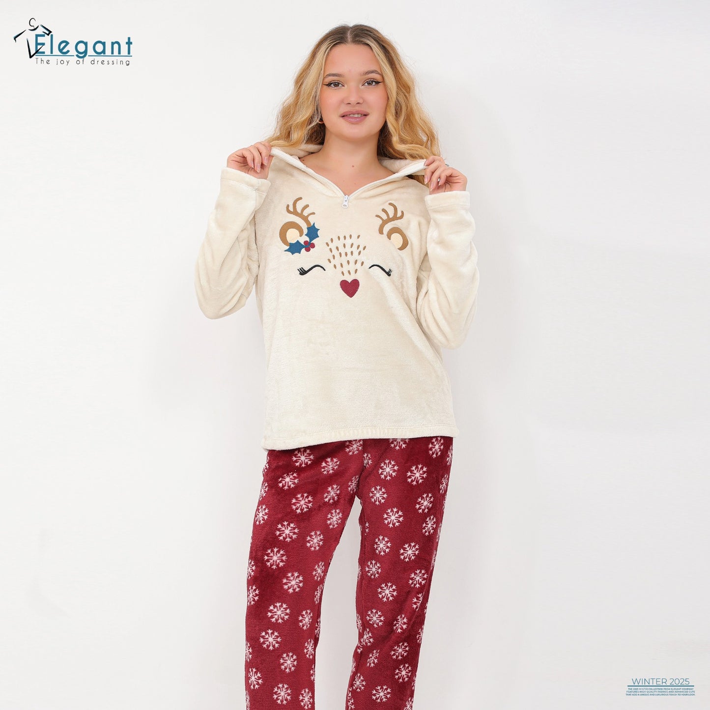 Polar PJ Offwhite / Printed Maroon - Collar Zipper