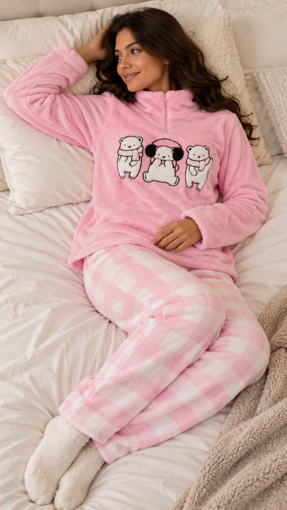 Polar PJ Collar Zipper - Rose Carreaux - Triple Bears