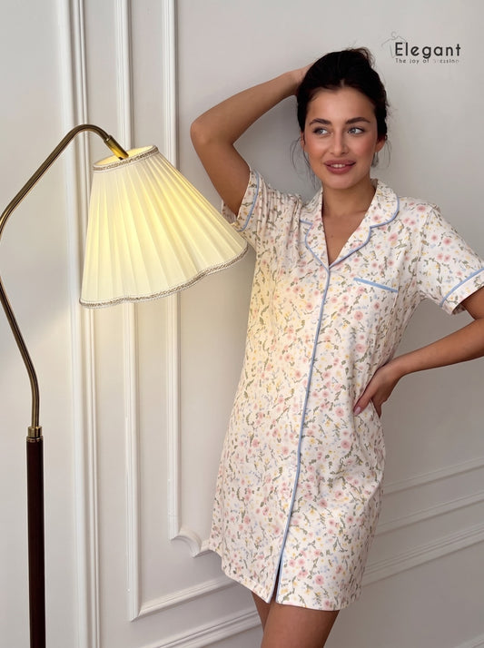 Classic Nightshirt Cotton - Patterned Spring Flori
