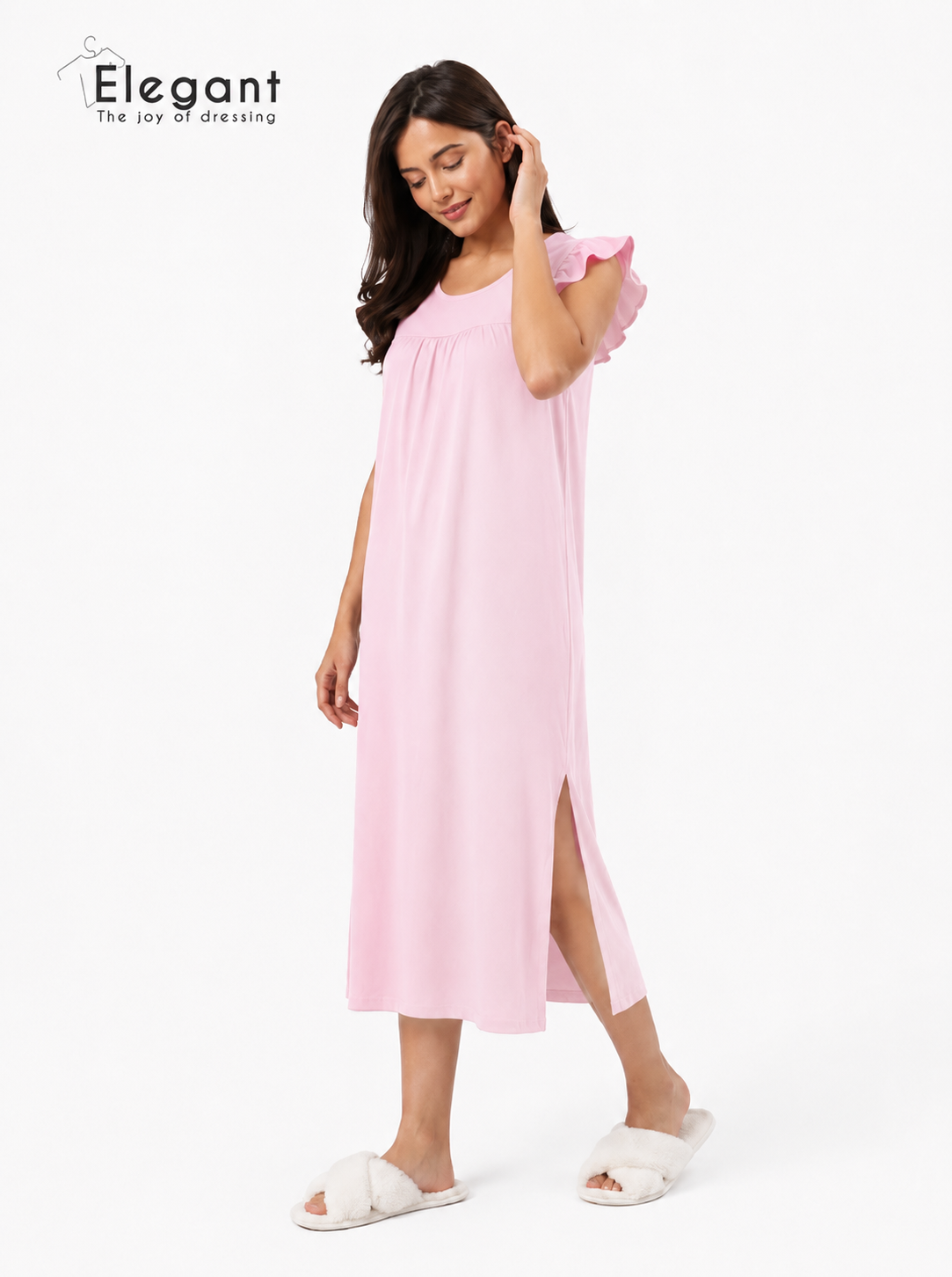 Modern Ruffles Galabeya - Plain Baby Rose