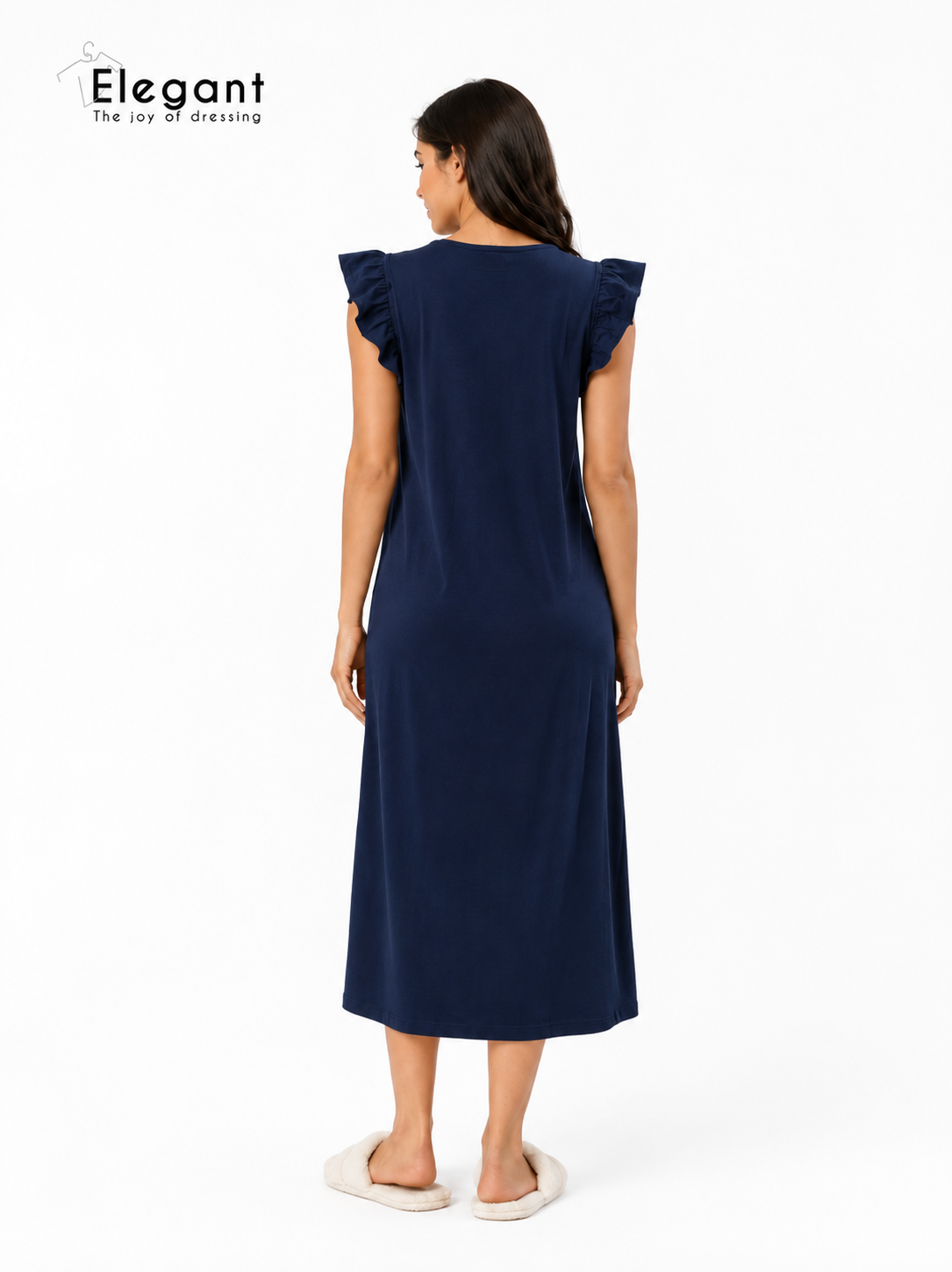 Modern Ruffles Galabeya - Plain Navy