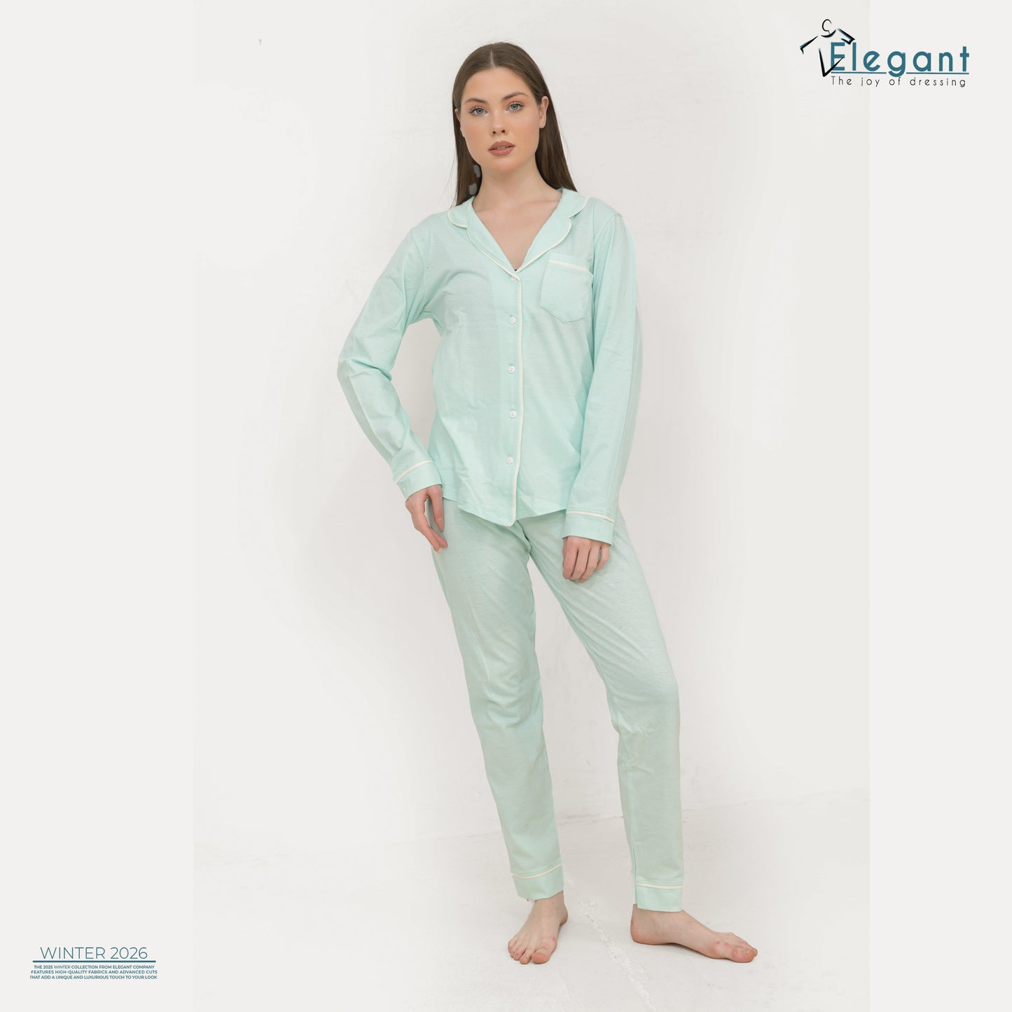 Cotton Long sleeves Classic PJ Pants - Mint