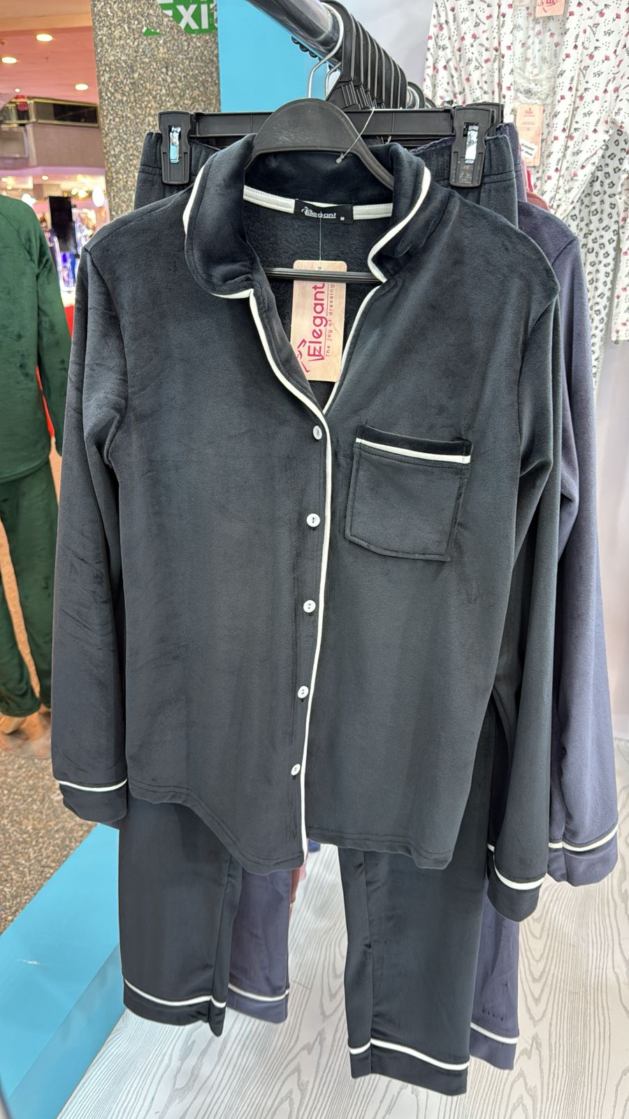 Velvet Classic Pyjama - Dark Grey
