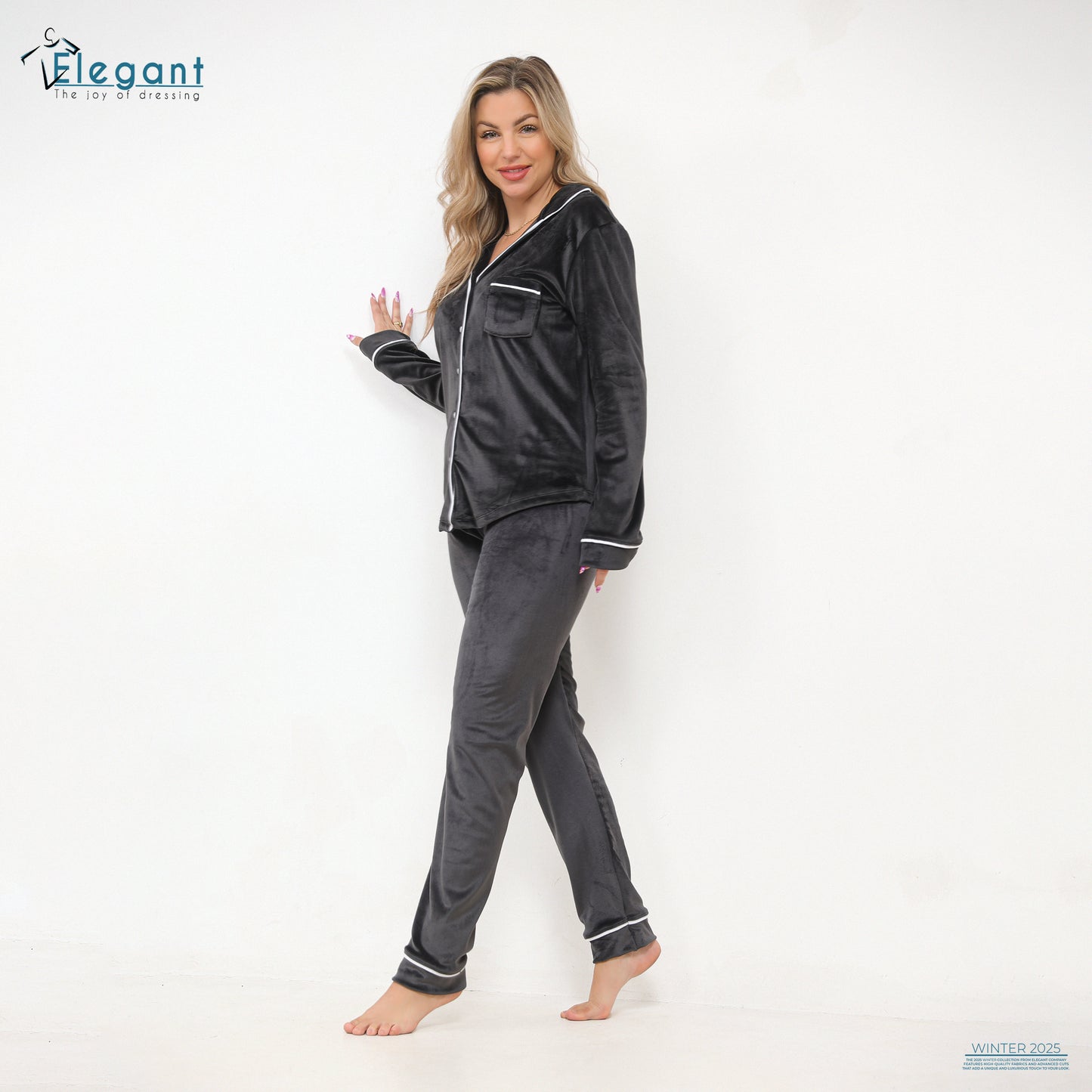 Velvet Pyjama Dark Grey