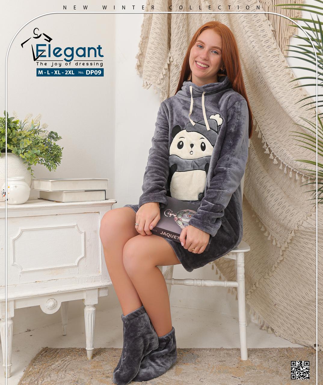 Nightshirt with Footwear Dark grey - Panda