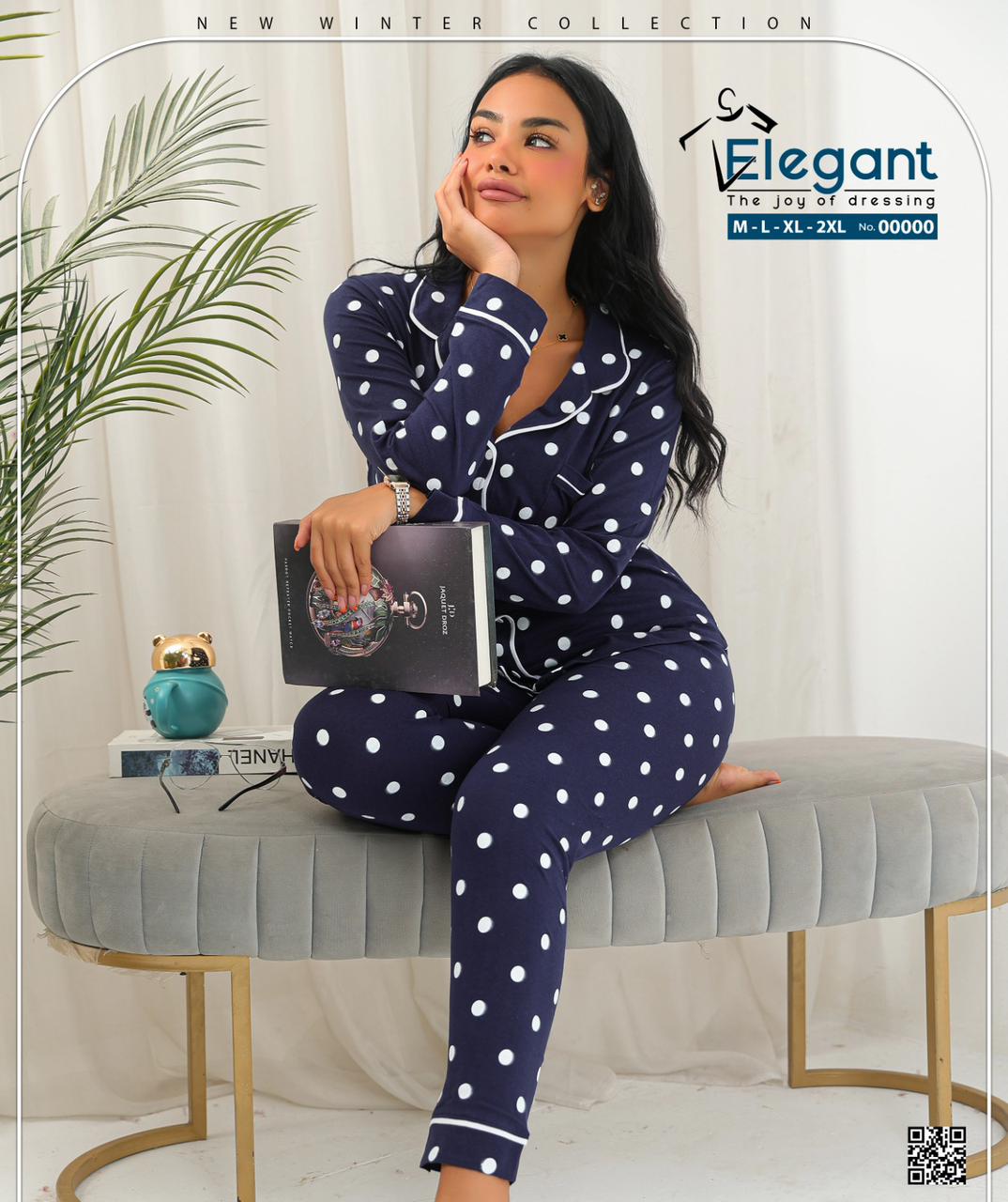 Autumn Cotton PJ Polka Dots Navy