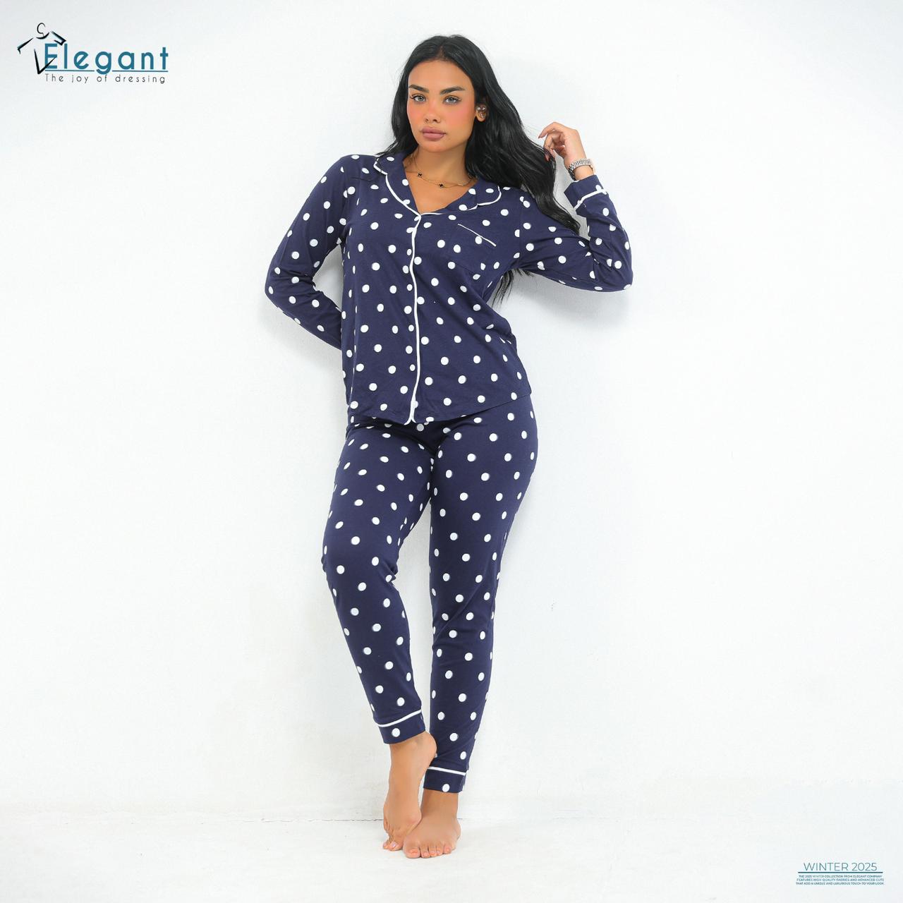 Autumn Cotton PJ Polka Dots Navy