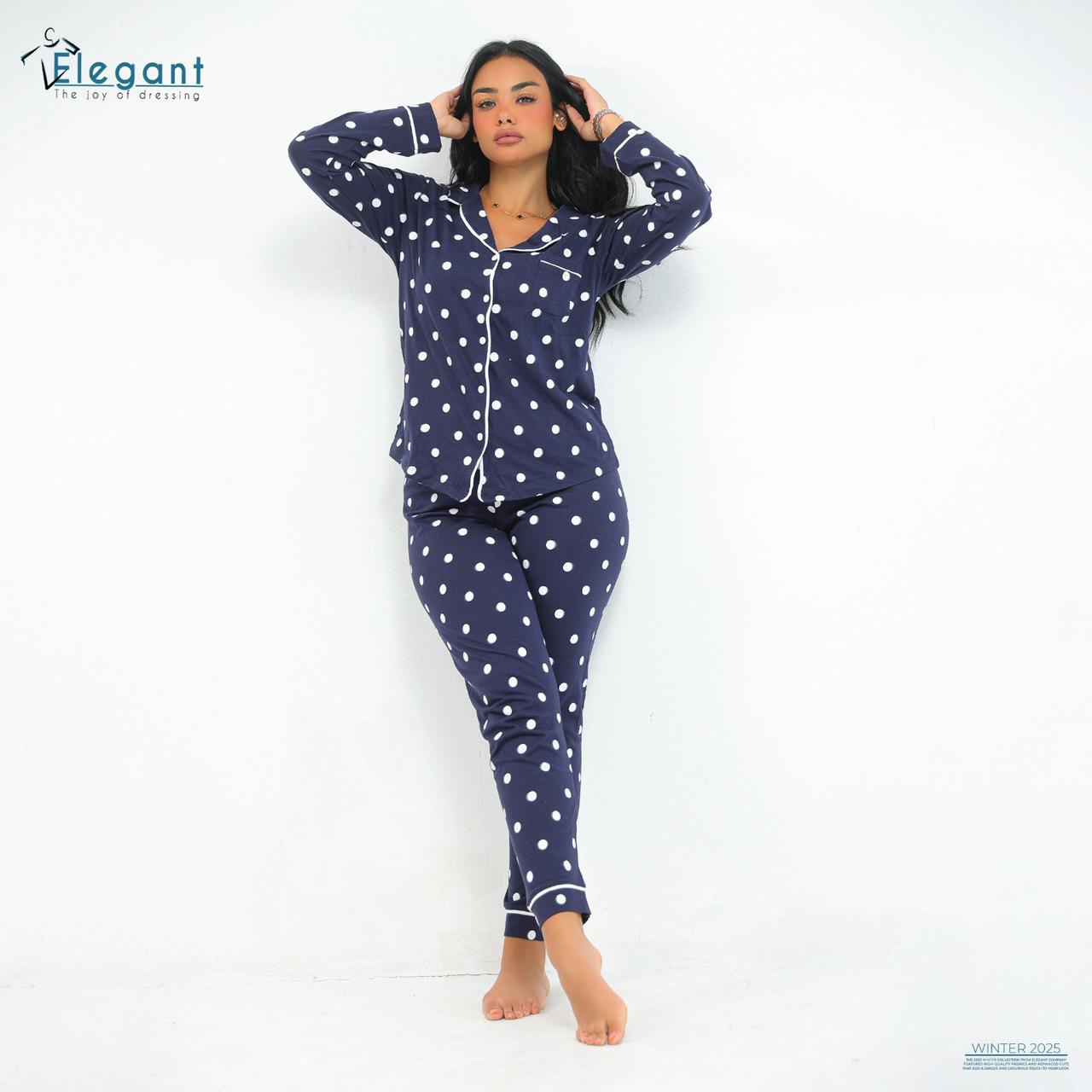 Autumn Cotton PJ Polka Dots Navy