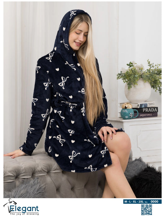 Polar Mini Robe - Navy Sweet Bow