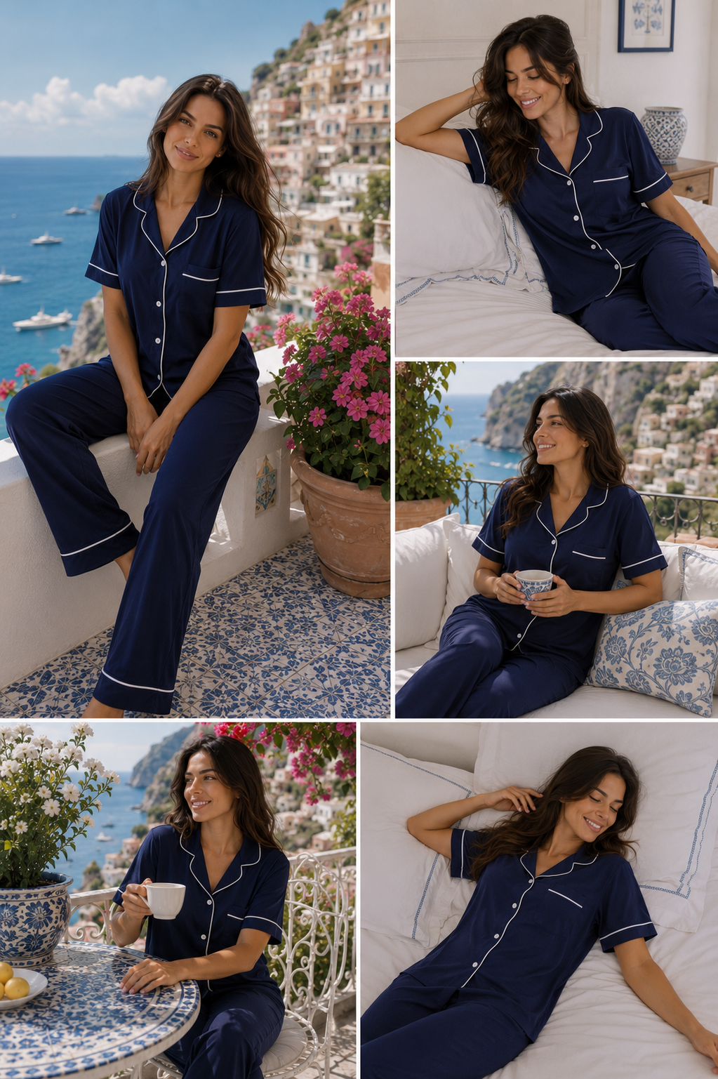 Classic PJ Pants Cotton Wide Leg - Plain Navy