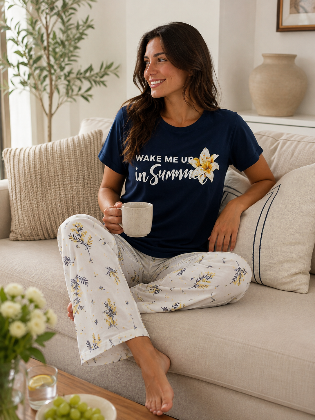 PJs Pants Cotton Navy - Wake me up in Summer