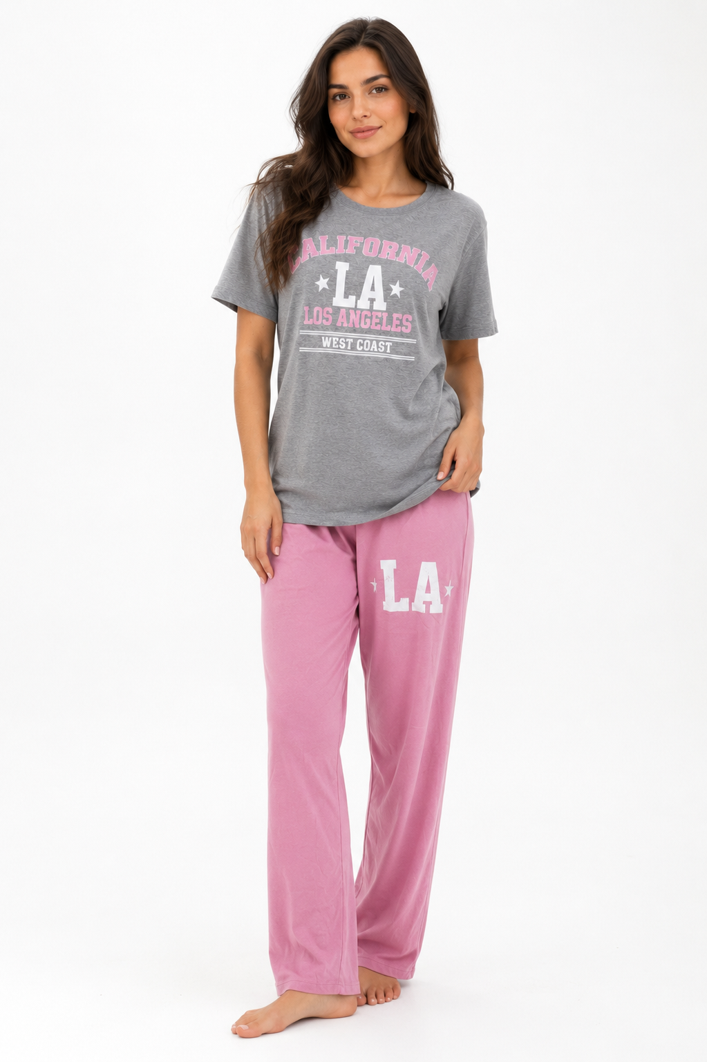 PJs Pants Cotton - Grey Pink - California