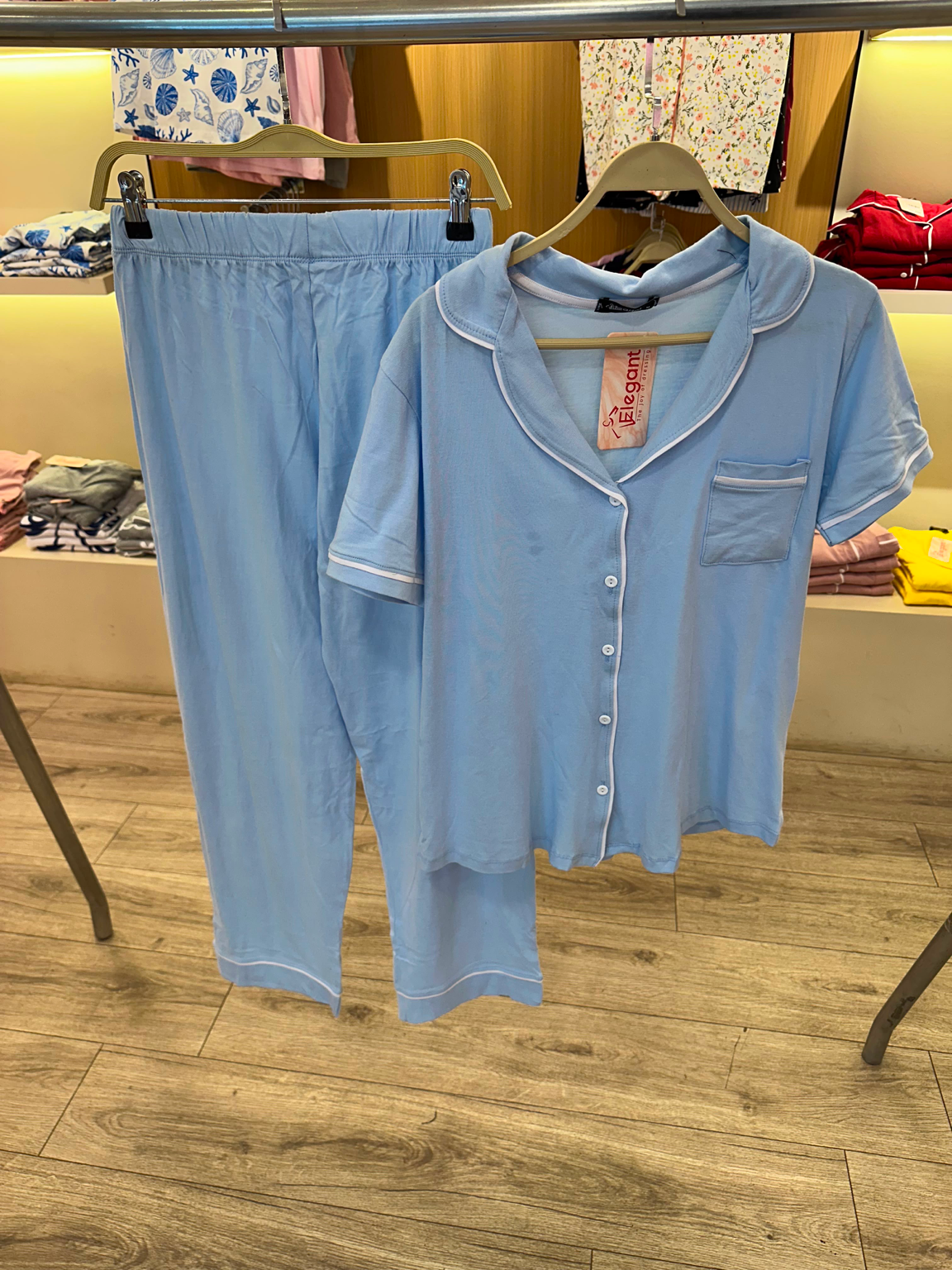 Classic PJ Pants Cotton Wide Leg - Baby Blue
