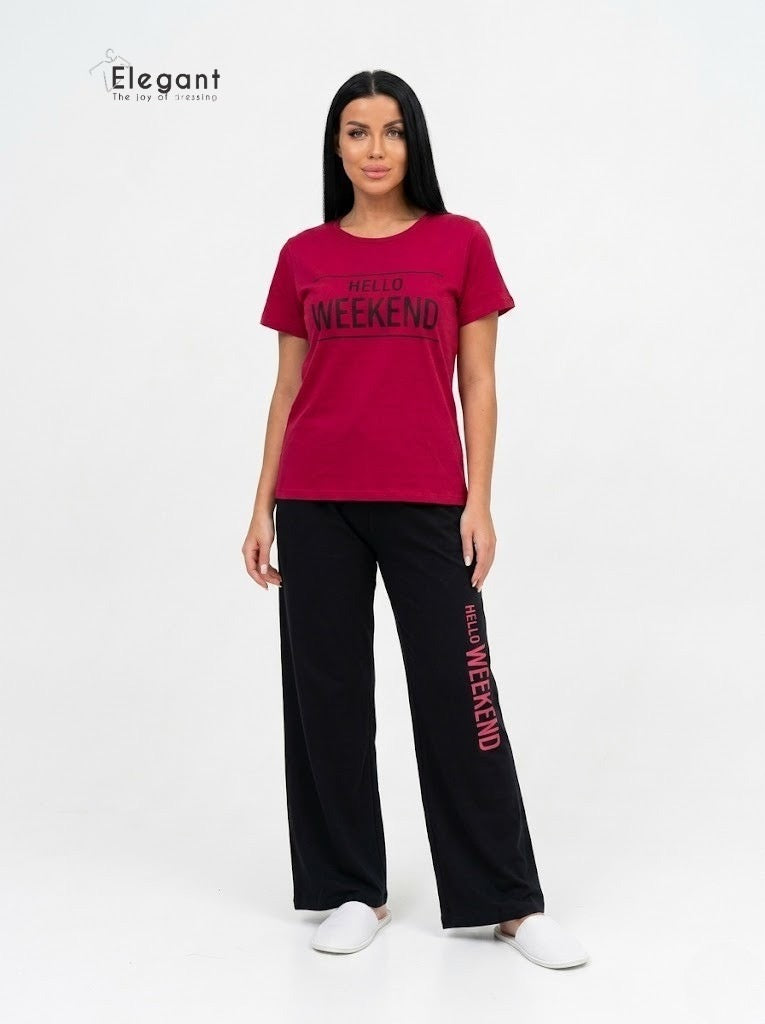 PJs Pants Cotton Red - Hello Weekend