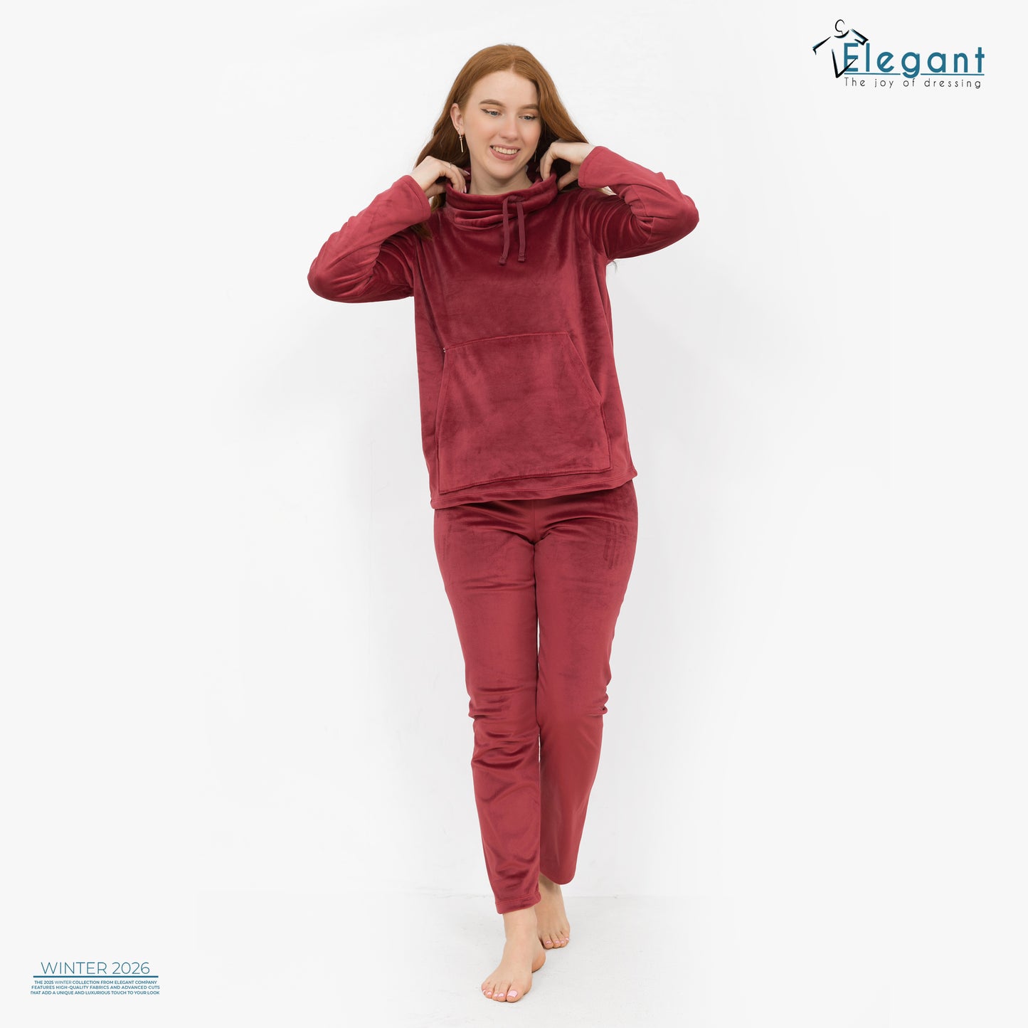 Velvet High neck PJ - Maroon