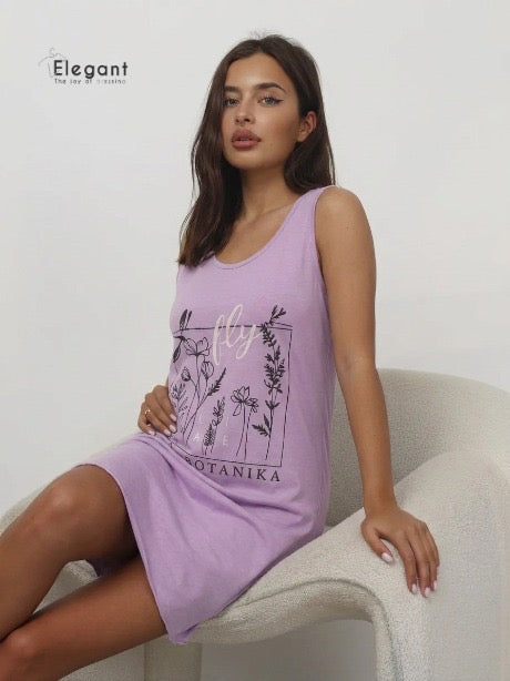 Nightshirt Cotton Sleeveless - Lavender - Botanika Fly
