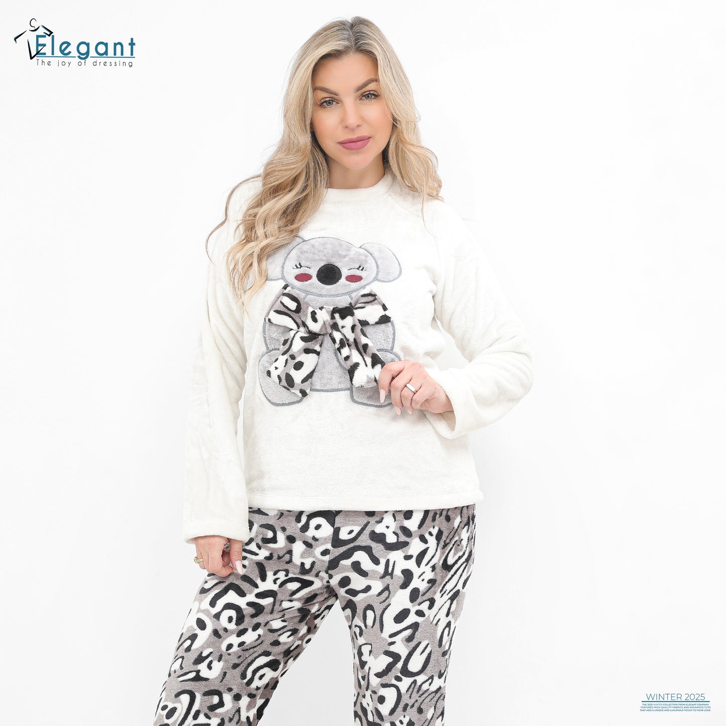 Polar PJ Off White Top/Printed Pants - Koala Scarf 3D